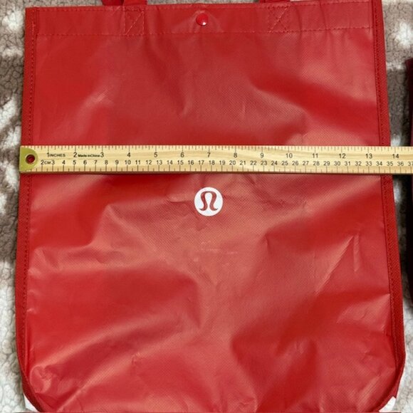Lululemon Shopping Bags 2 Large and 1 Small Totes Red and White  - Lot of 3 - Picture 2 of 10